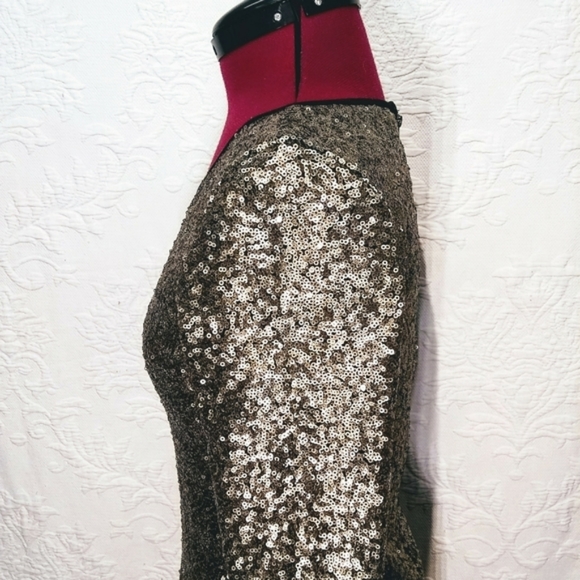 G By Guess New Gold Sequin Bodycon Christmas Holiday Mini Dress - Picture 8 of 8